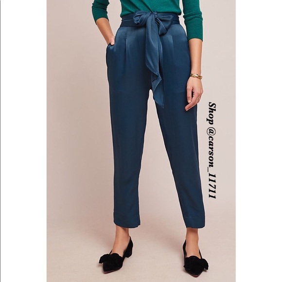 NWT Anthropologie Satin Tie-Waist Pants 4 - Picture 2 of 4